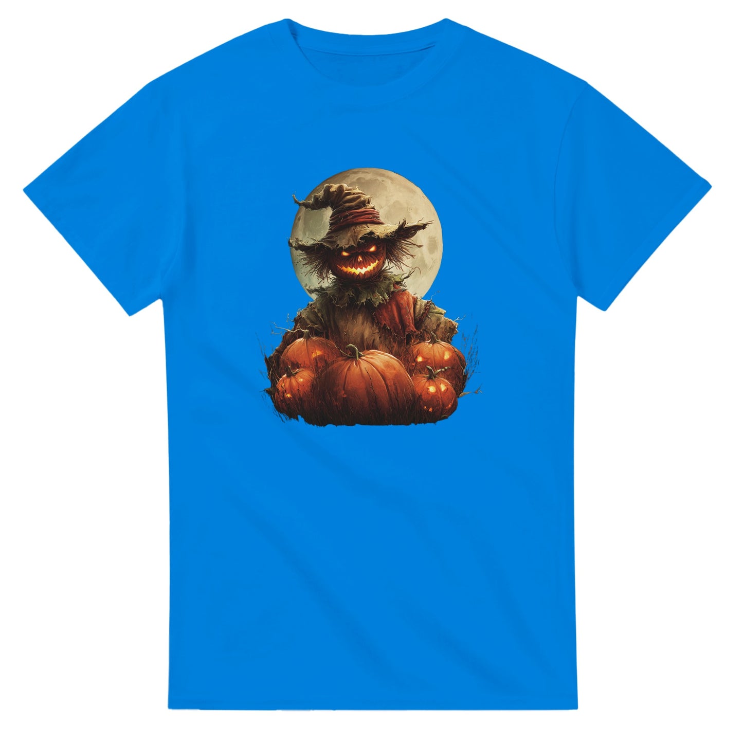 Spooky Scarecrow & Jack-O'-Lantern on a Heavyweight T-shirt