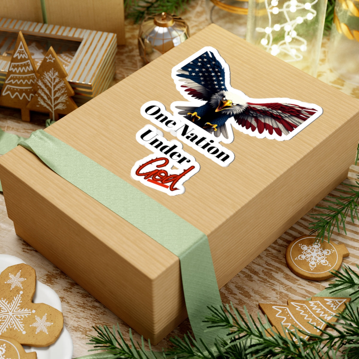 One Nation Under God Patriotic Eagle on a Kiss-Cut Stickers