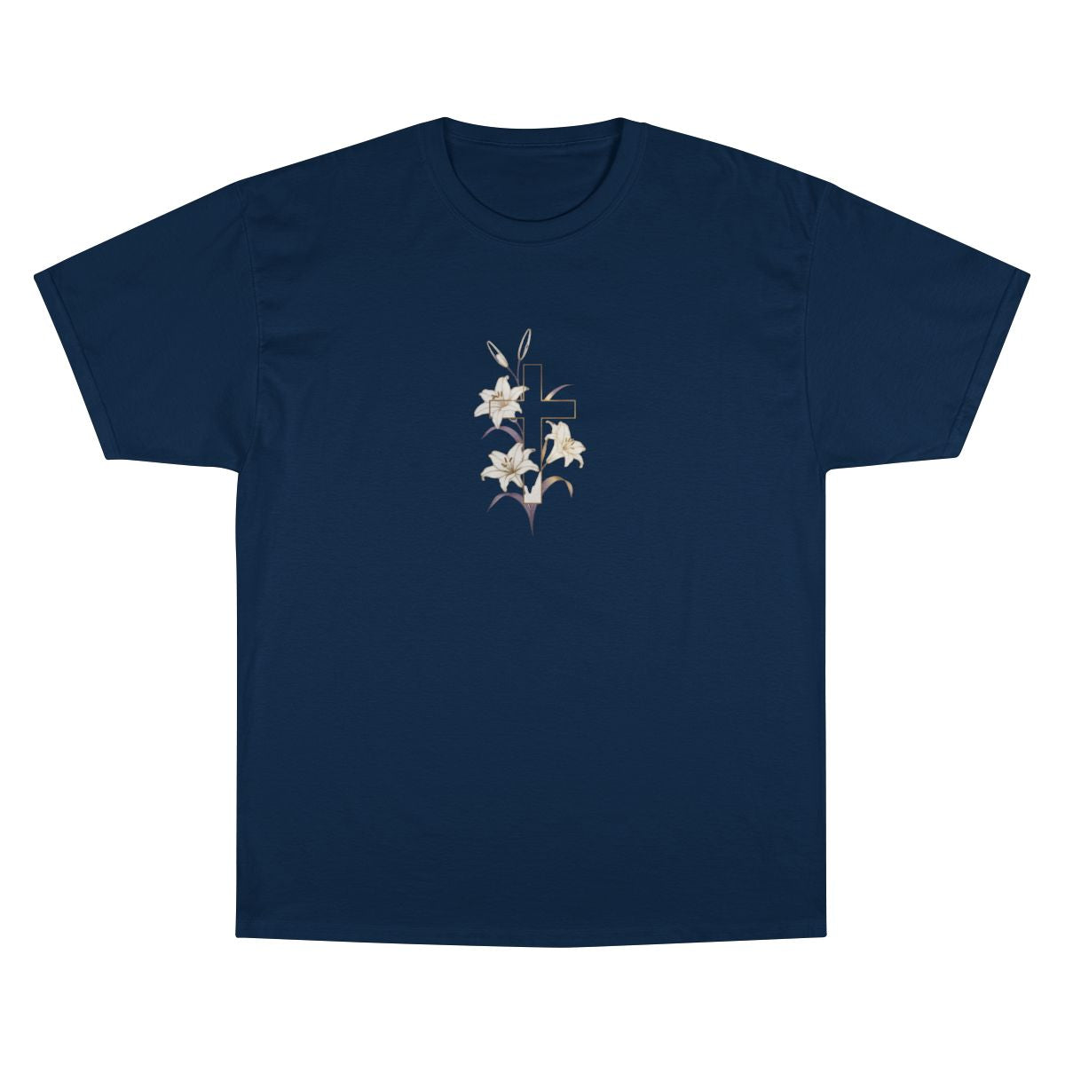 Navy Blue White Lilies Cross Design product type
