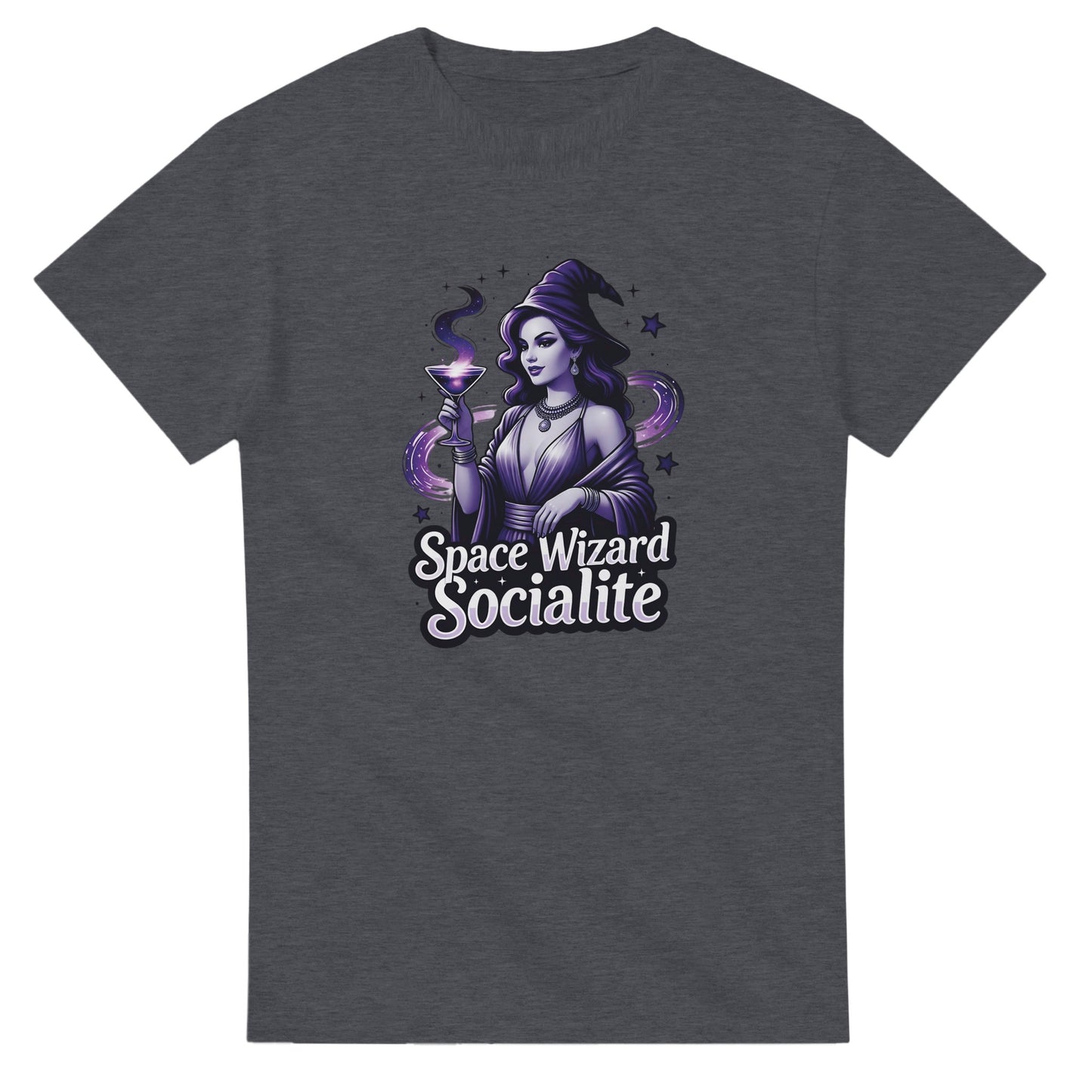 Space Wizard Socialite graphic design on a Heavyweight T-shirt