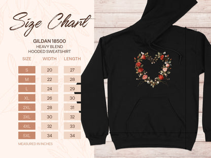 Floral Heart Design Heavy Blend Hooded Sweatshirt