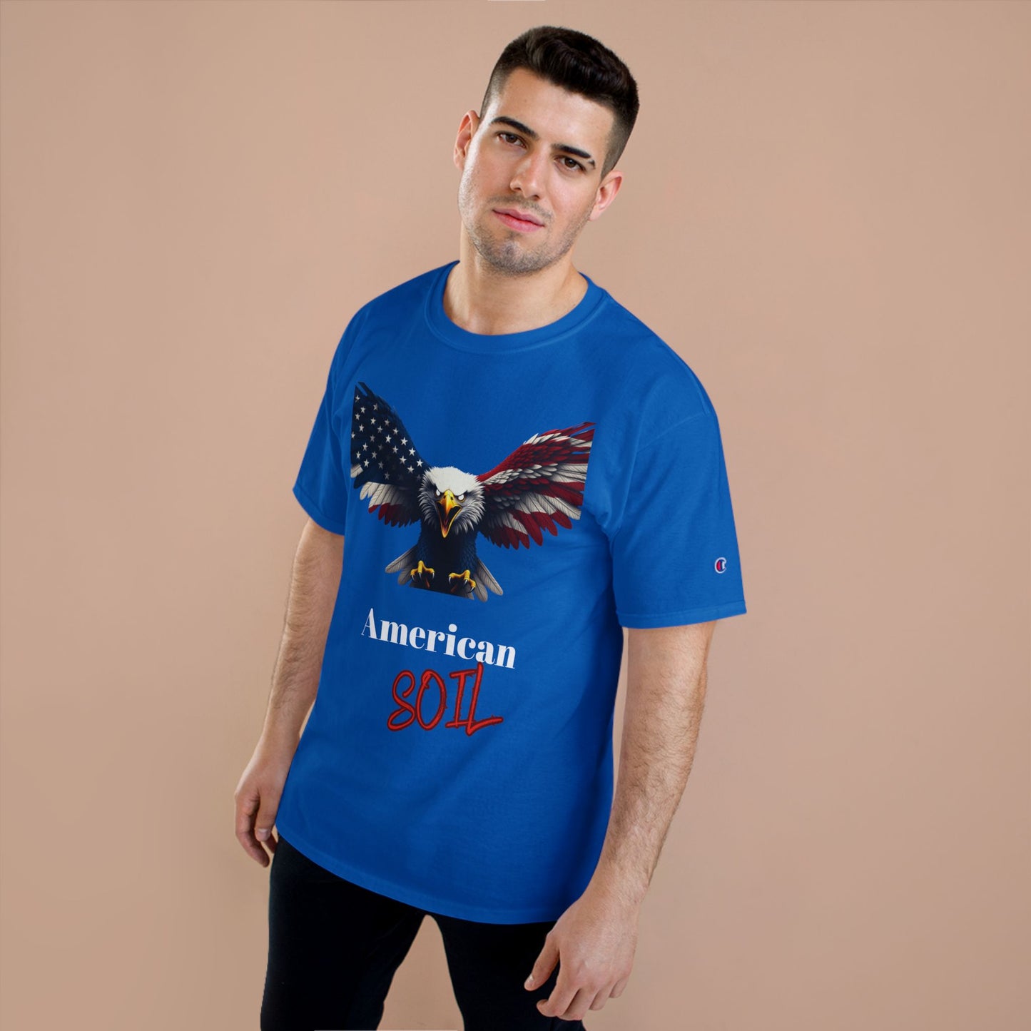 American Soil Patriotic Eagle on a Champion T-shirt