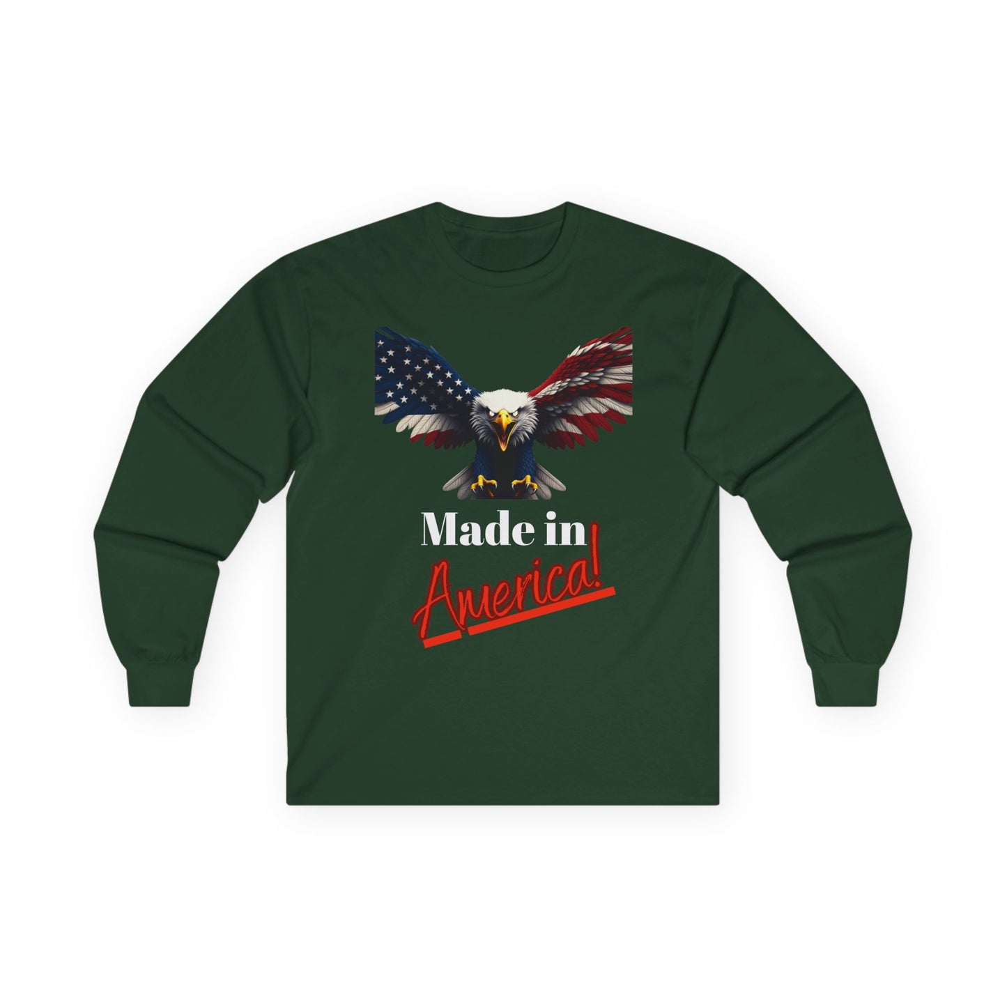 Made In America Patriotic Eagle on a long sleeve tee