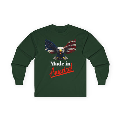 Made In America Patriotic Eagle on a long sleeve tee