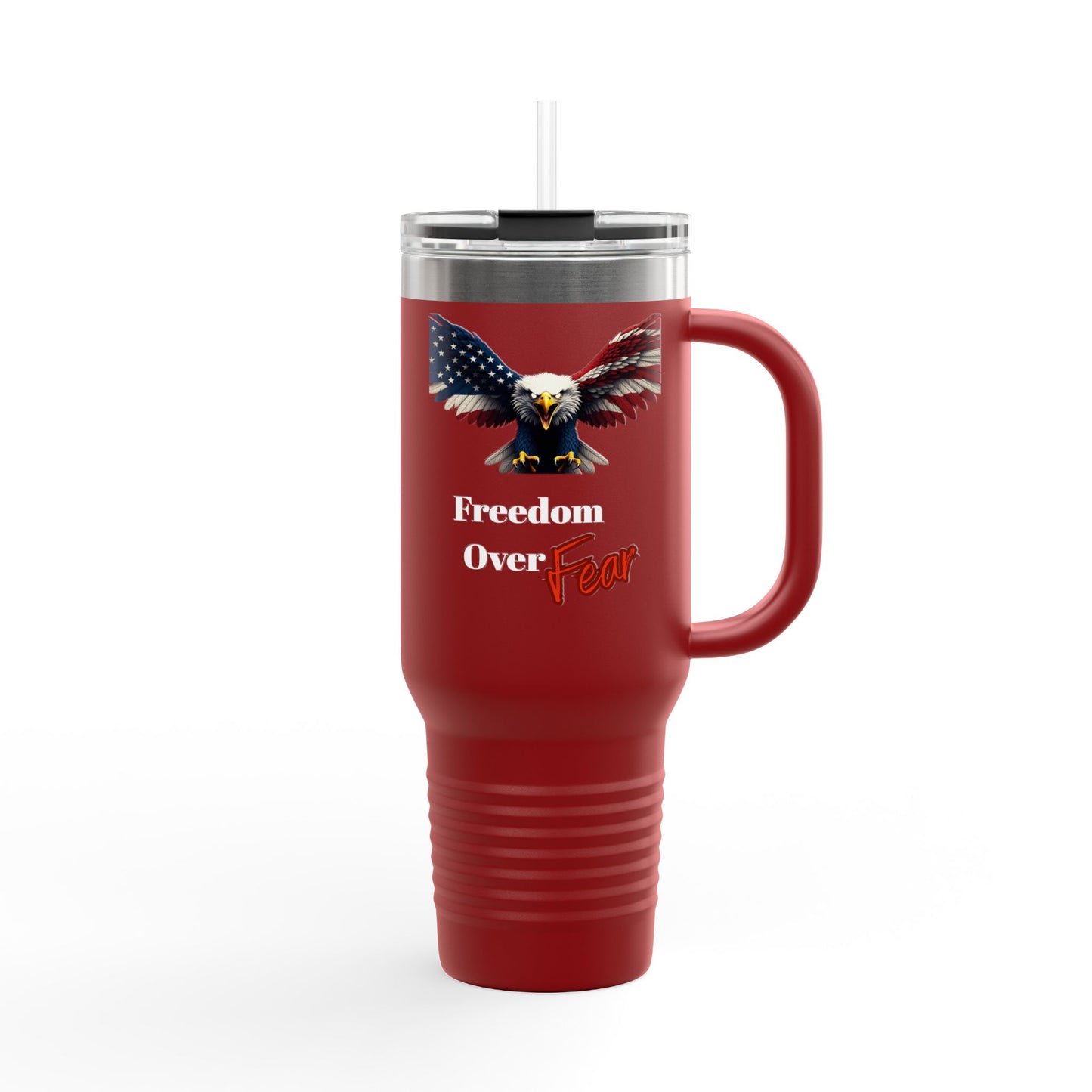 Freedom Over Fear Patriotic Eagle – 40oz Insulated Travel Mug