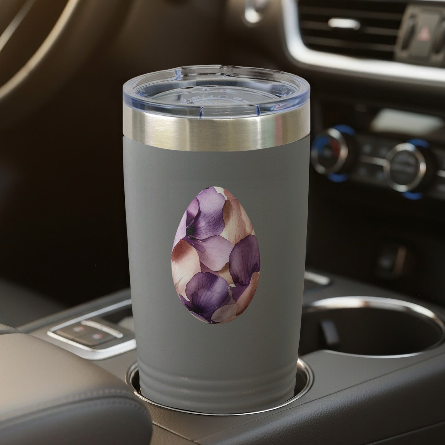 Floral Egg Gray Insulated Tumbler 20oz Cup