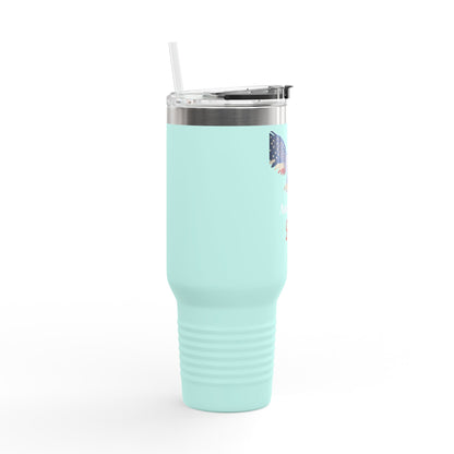 American Soil Patriotic Eagle on 40oz red travel mug