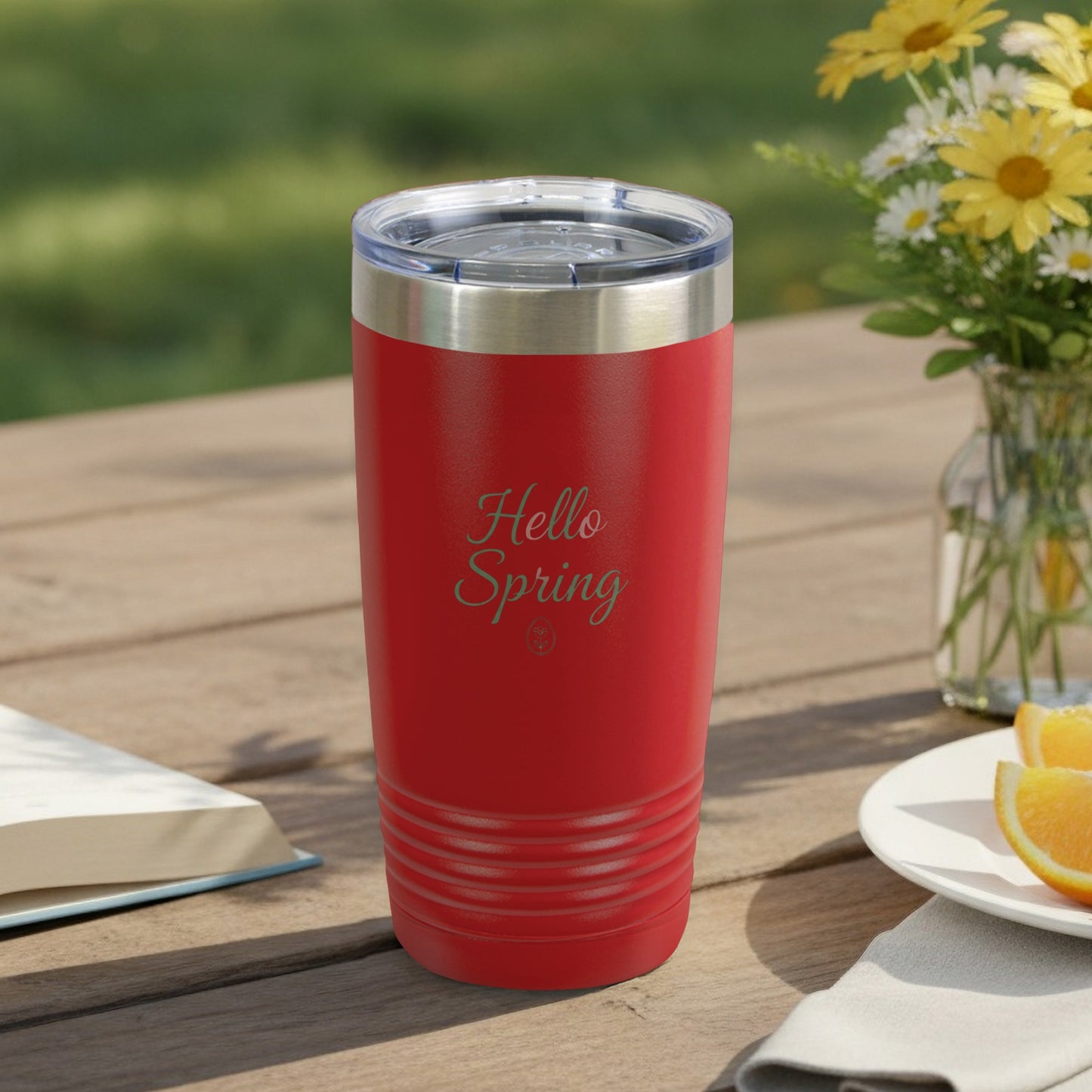 Hello Spring Red Tumbler Ideal for Warm Weather