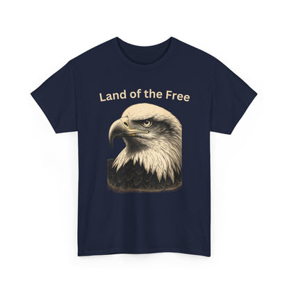 Engraved Eagle - Land of the Free - text on the top of a Heavyweight T-shirt