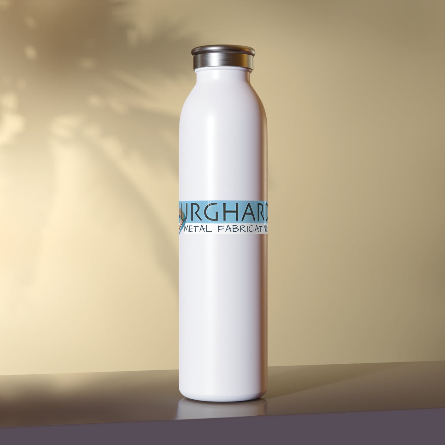 Burghardt Metal Fabricating, Inc., logo on a  20oz Slim Water Bottle