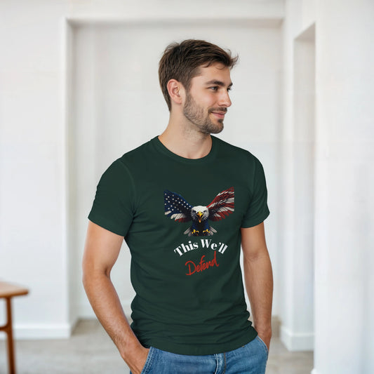 This We'll Defend Patriotic Eagle on a Heavyweight T-shirt