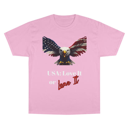 USA Love It Or Leave It Patriotic Eagle on a Champion T-shirt