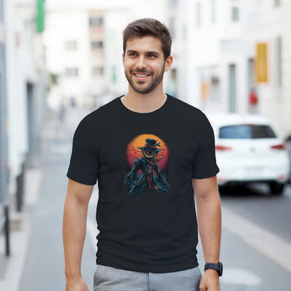 Scarecrow with Full Moon & Bats on a Heavyweight T-shirt