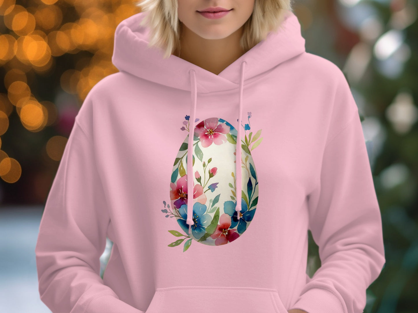Floral Easter Egg Design on Pink Hoodie Product
