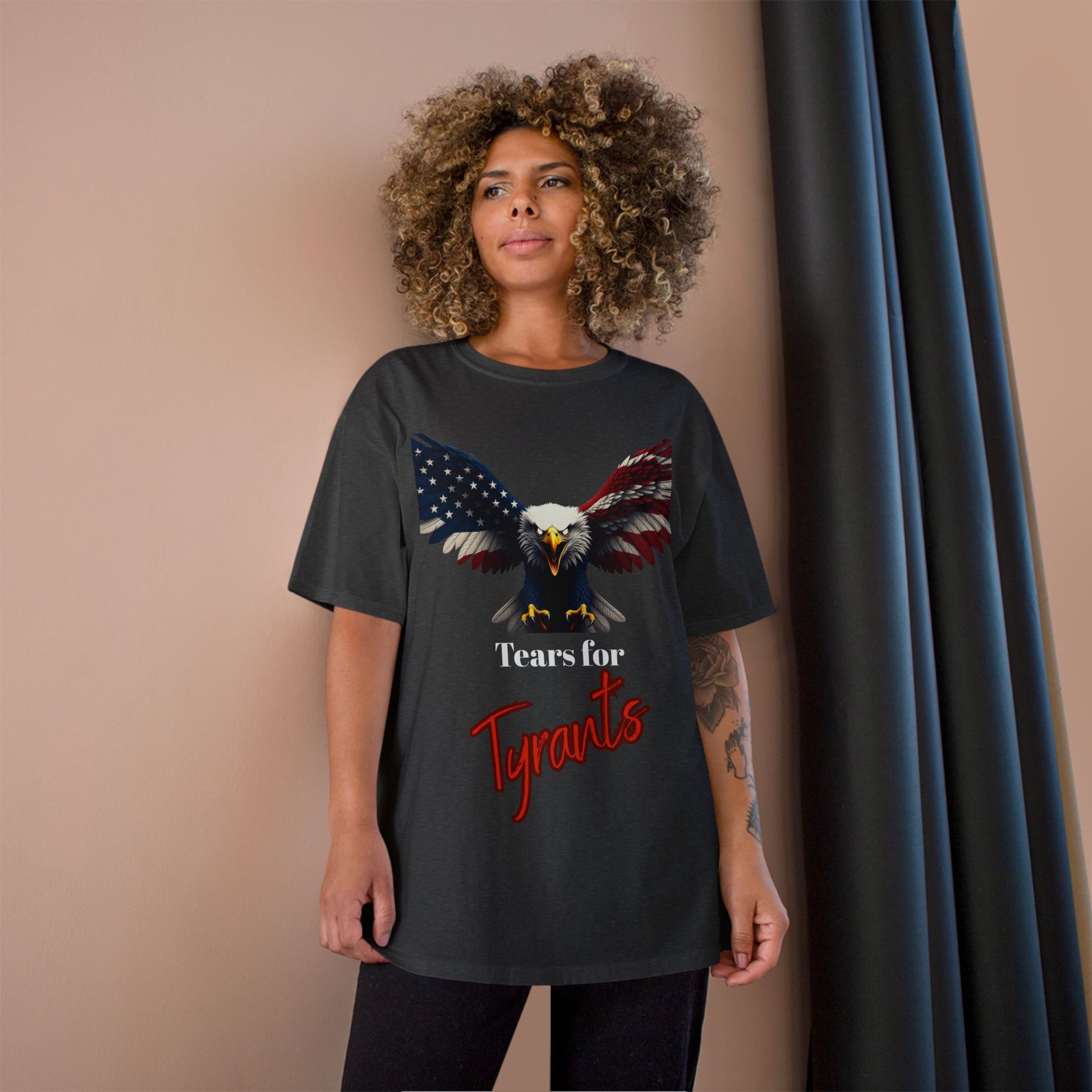 Tears For Tyrants Patriotic Eagle on a Champion T-shirt