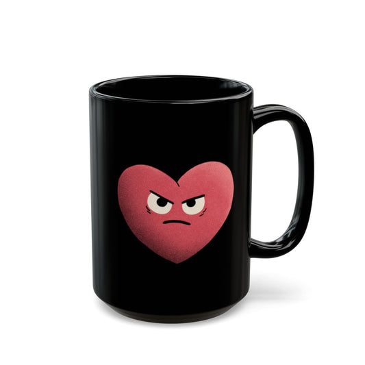 Angry Heart Emoticon Black Mug for Coffee Lovers