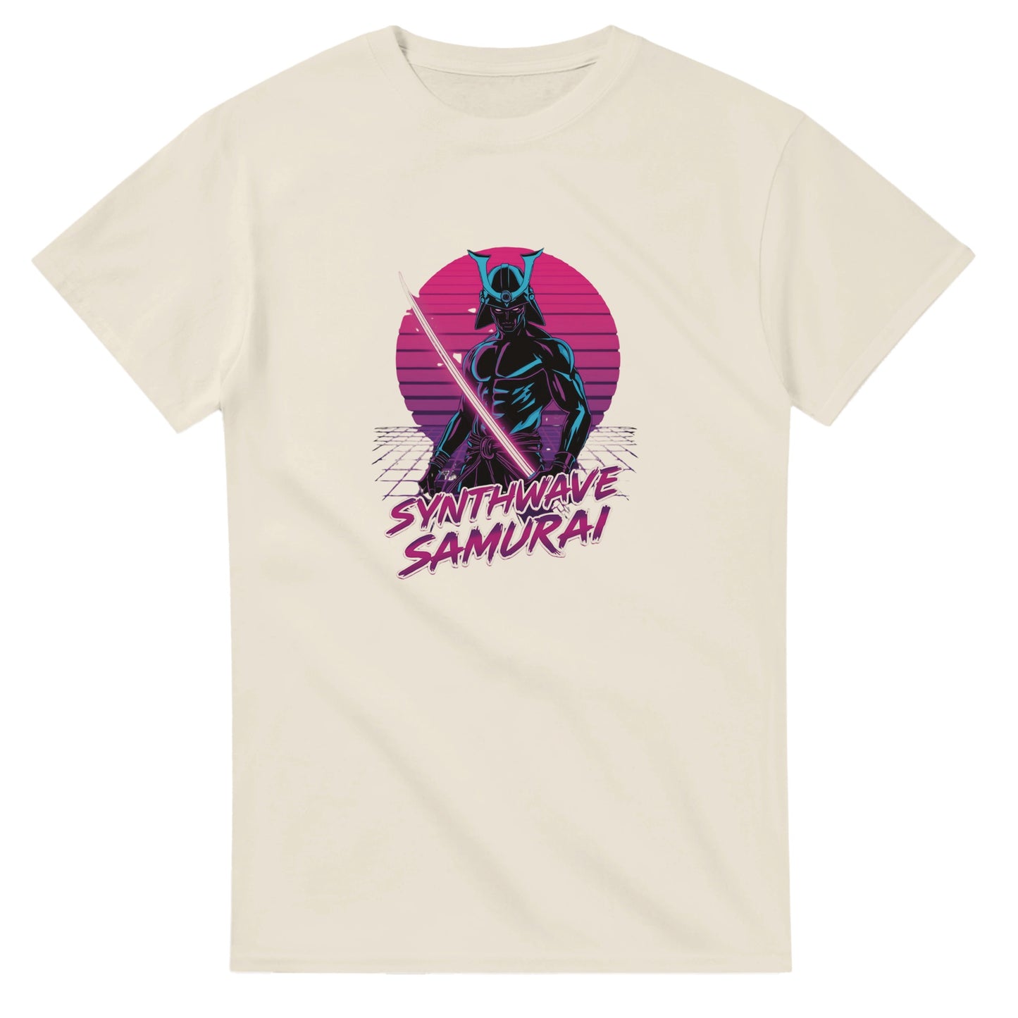 Synthwave Samurai graphic design on a Heavyweight T-shirt