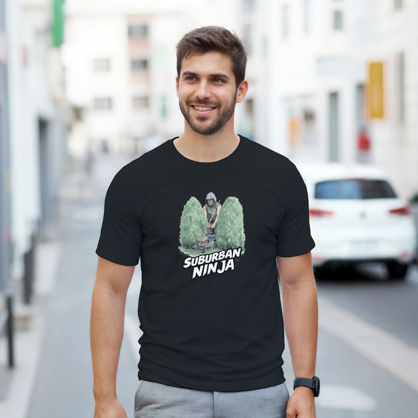 Suburban Ninja graphic design on a Heavyweight T-shirt