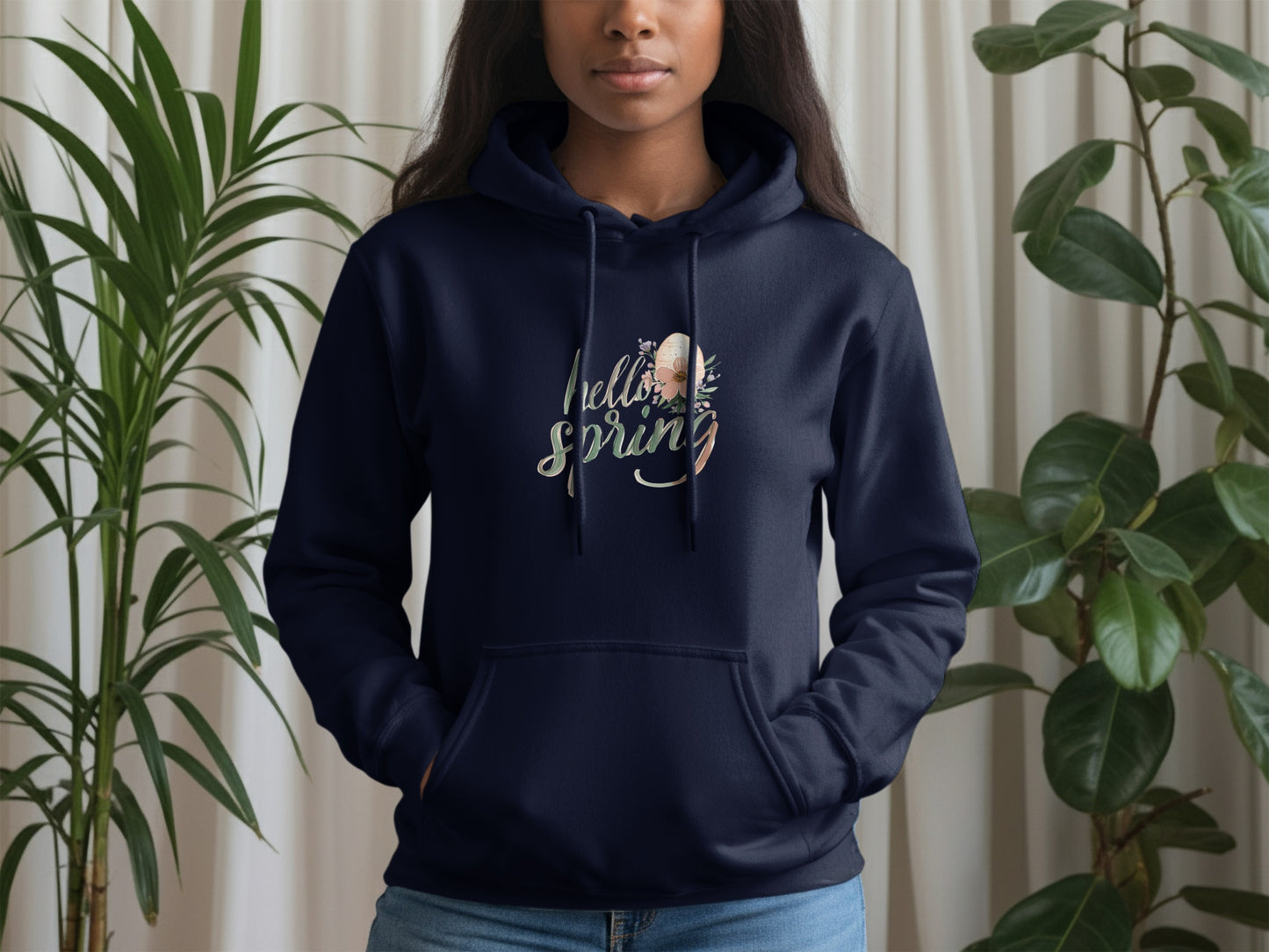 Hello Spring Floral Design Cozy Hoodie