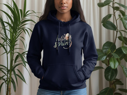 Hello Spring Floral Design Cozy Hoodie