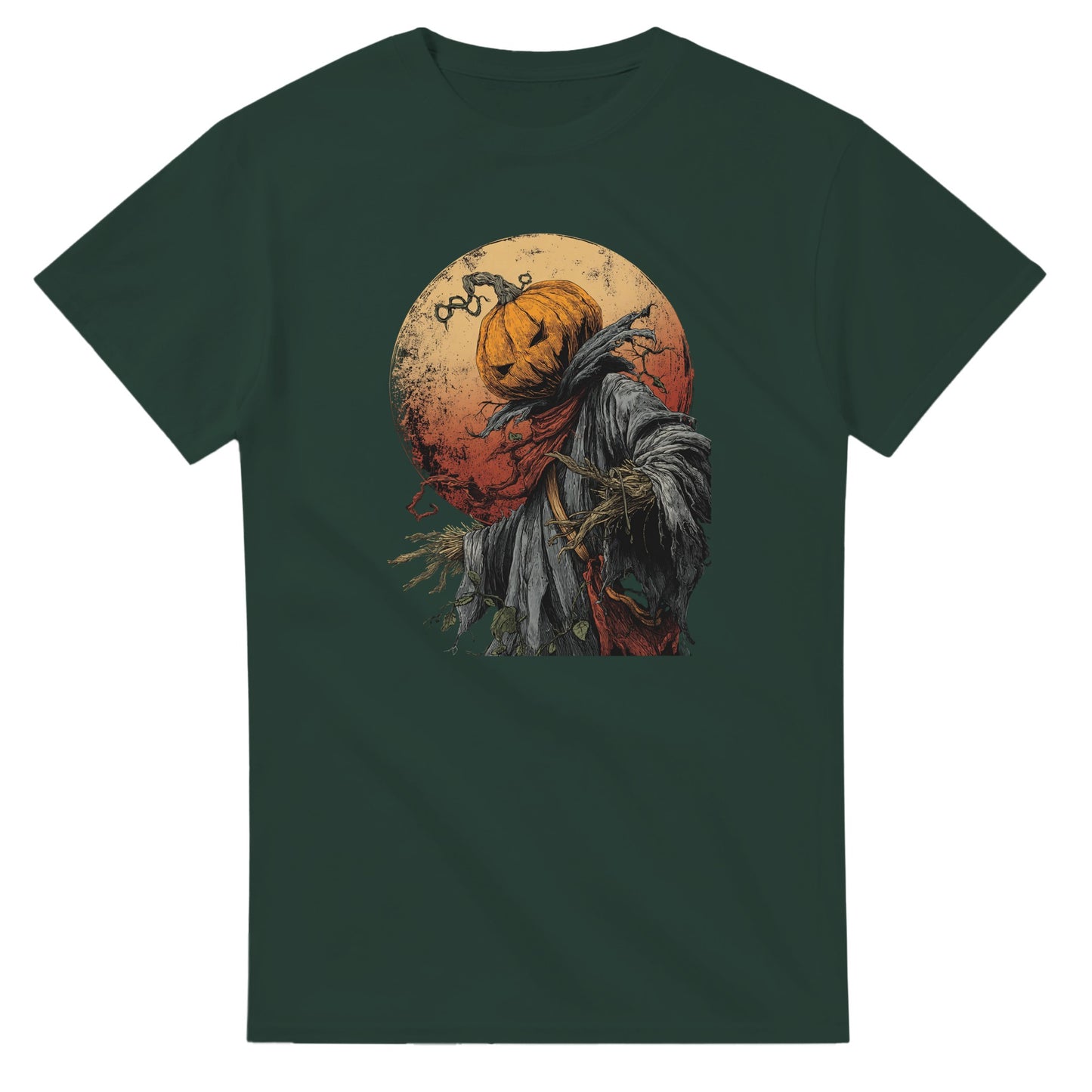 Spooky Pumpkin Scarecrow on a Heavyweight T-shirt