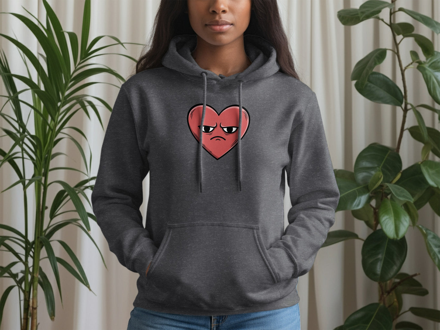 Hoodie with Sassy Heart Emoticon Print Design