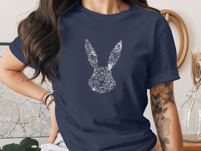 Navy Blue Sparkly Bunny Graphic T-shirt product type