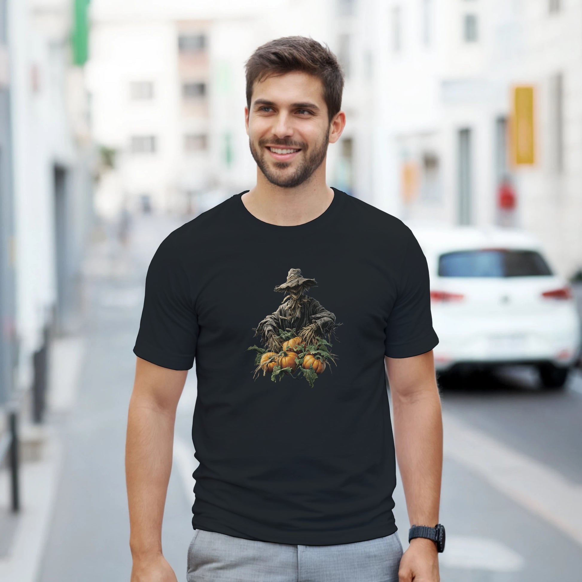 Harvest Scarecrow on a Heavyweight T-shirt