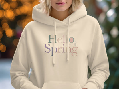 Hello Spring Hoodie with Colorful Lettering Design