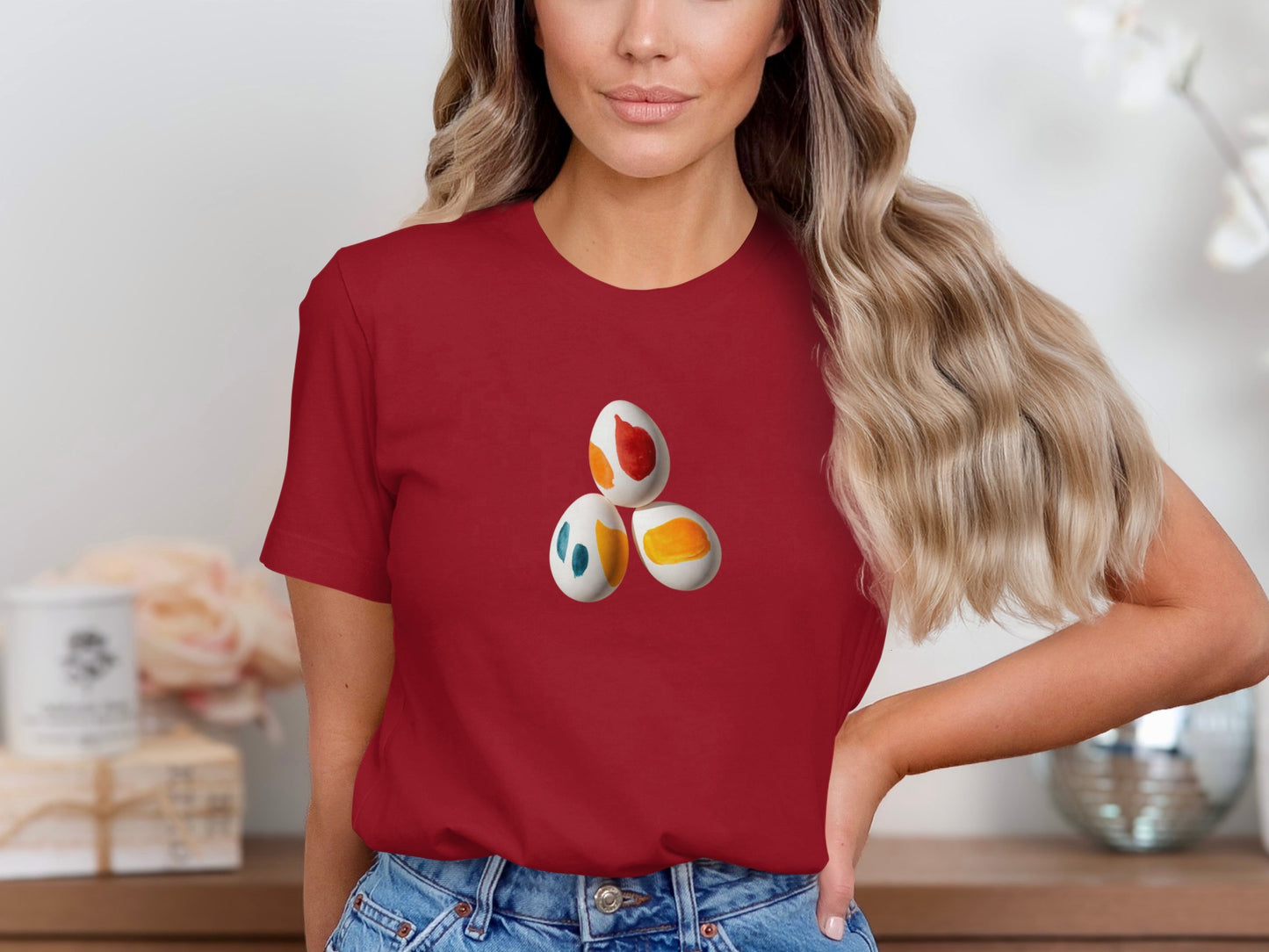 Red Shirt Colorful Egg Print Creative Design product type
Red Shirt, Colorful Egg, Egg Design, Boiled Eggs, Food Graphic, Food Print, Unique Shirt, Tee Shirt, Women's Top, Casual Wear, Summer Fashion, Graphic Tee, Red Clothing, Novelty Shirt, Easter Shirt, Fun Design, Everyday Style, Gift Idea, Modern Print, Apparel