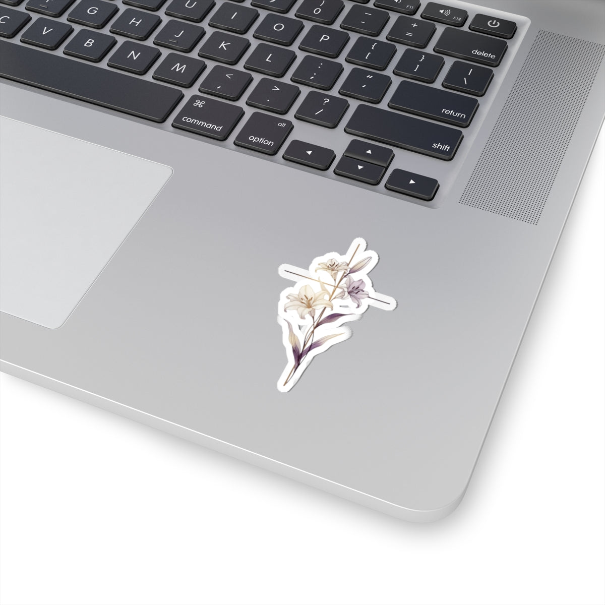 White Purple Lily Cross Aesthetic sticker product type