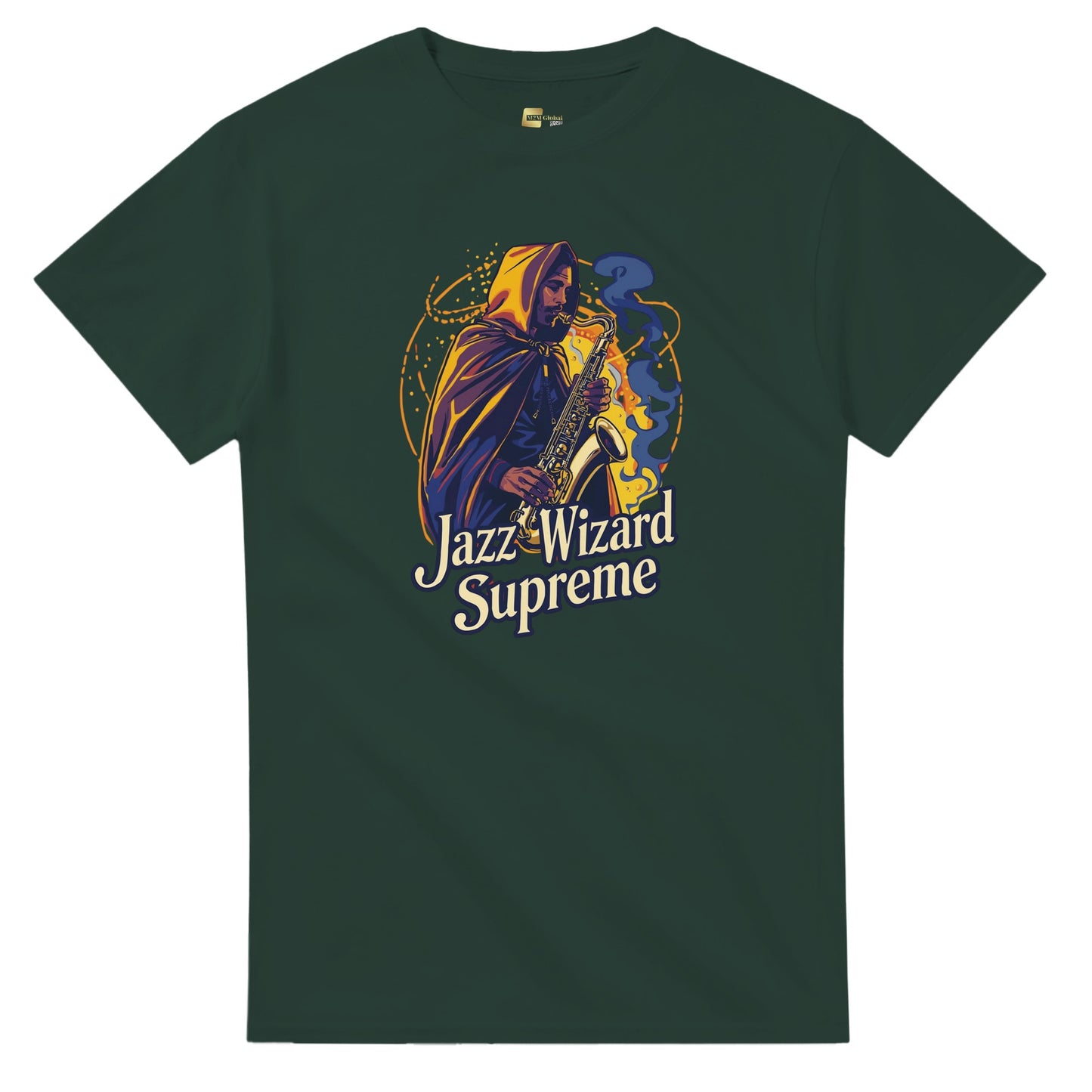 Jazz Wizard Supreme graphic design on a Heavyweight T-shirt