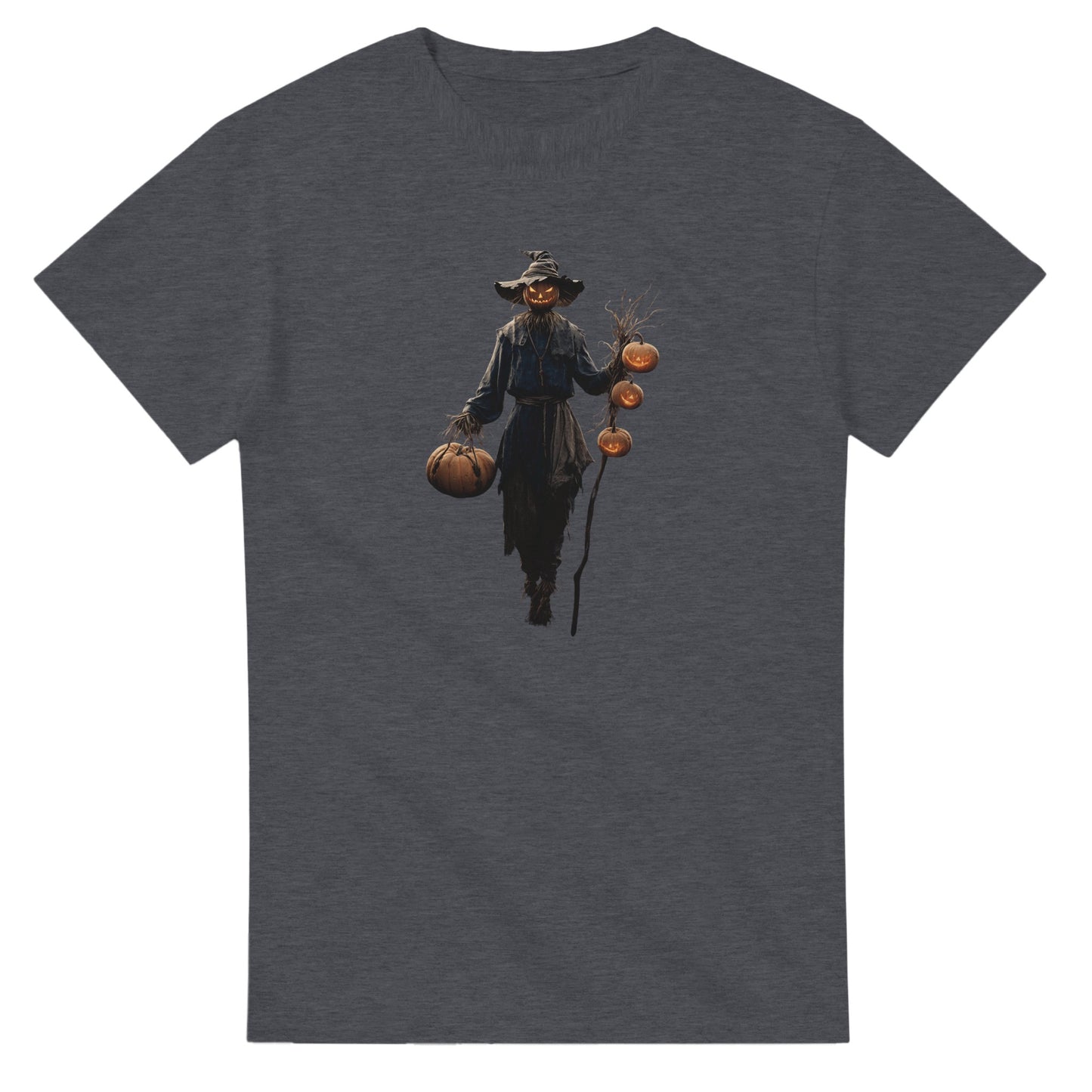 Spooky Scarecrow Jack-O'-Lantern on a Heavyweight T-shirt