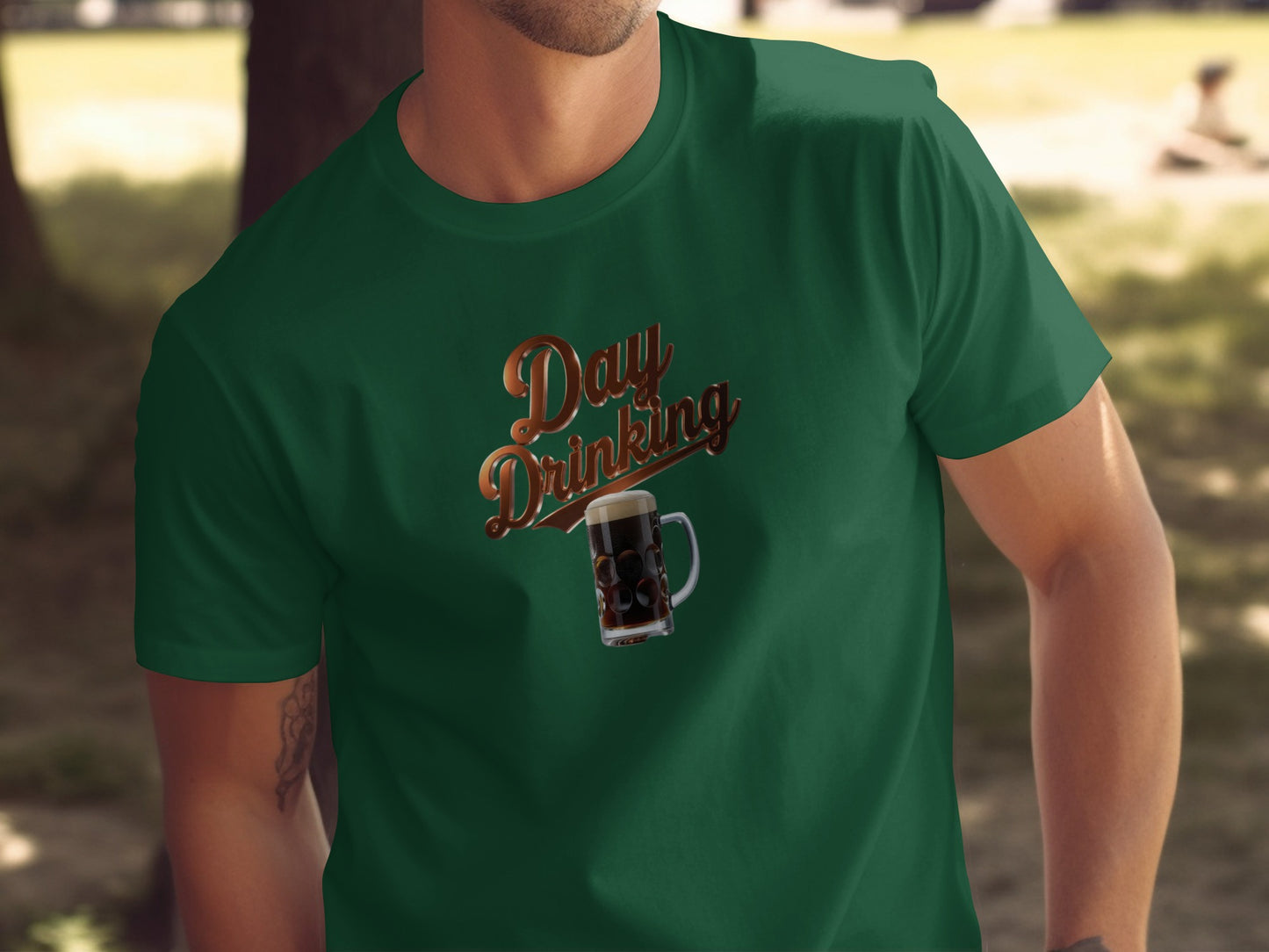 Day Drinking Green Shirt Casual Graphic Tee