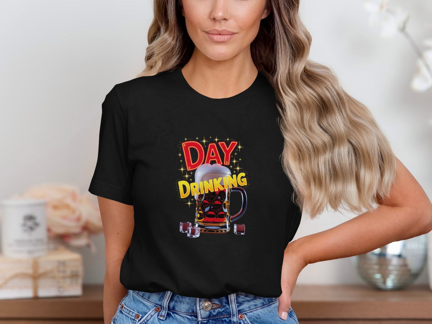 Day Drinking Graphic Tee with Beer Mug Design