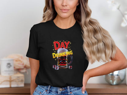 Day Drinking Graphic Tee with Beer Mug Design