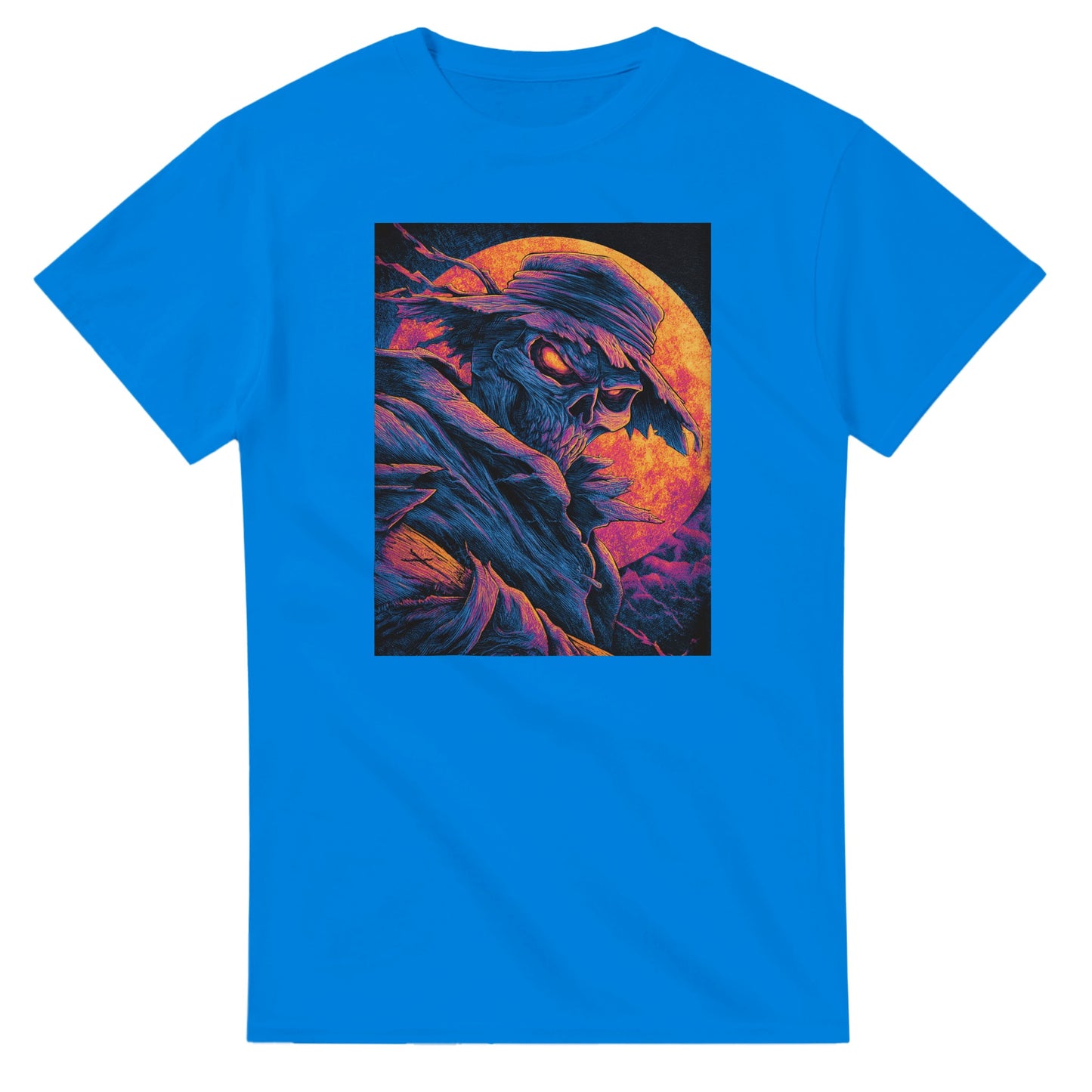 Vibrant Skull & Scarecrow on a Heavyweight T-shirt