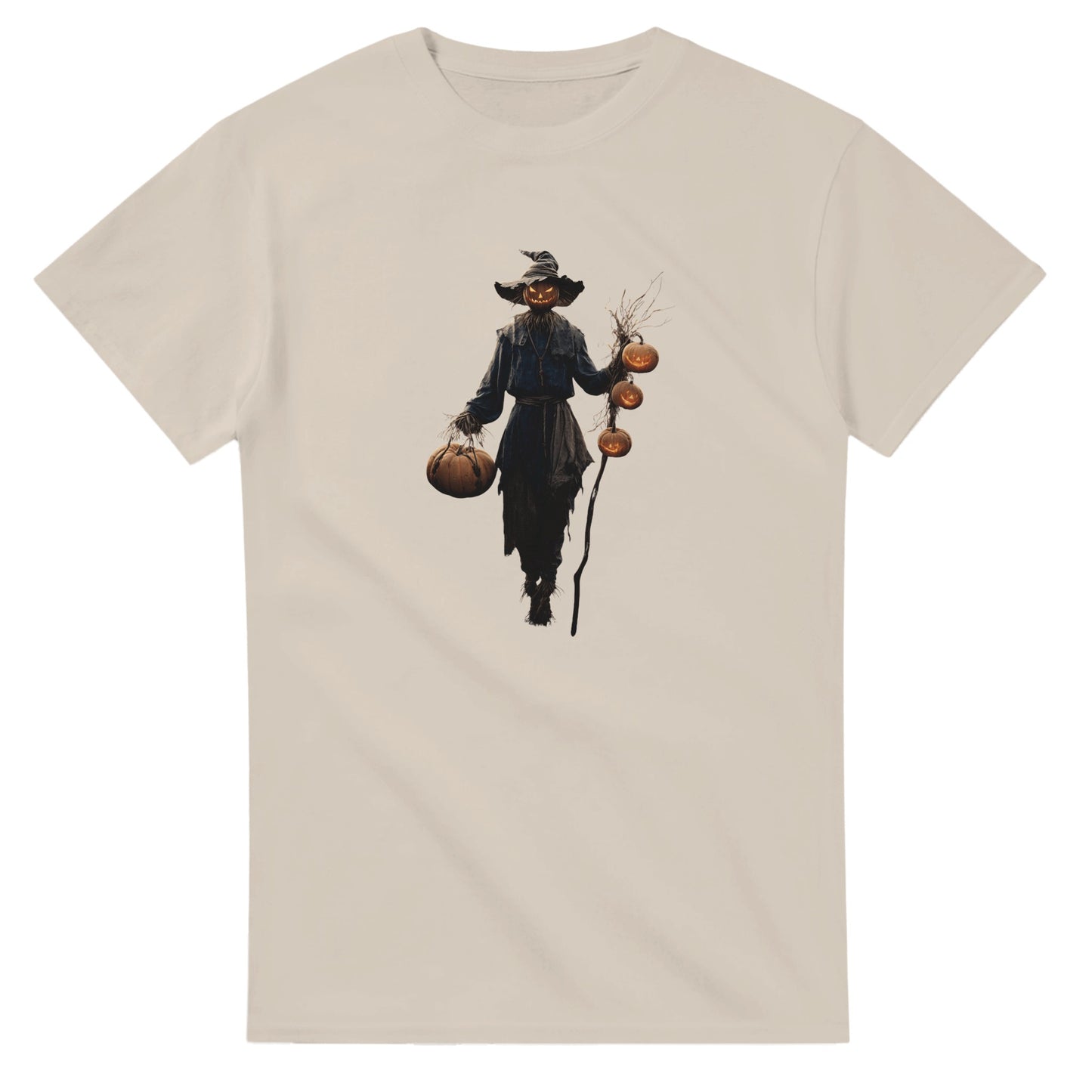 Spooky Scarecrow Jack-O'-Lantern on a Heavyweight T-shirt