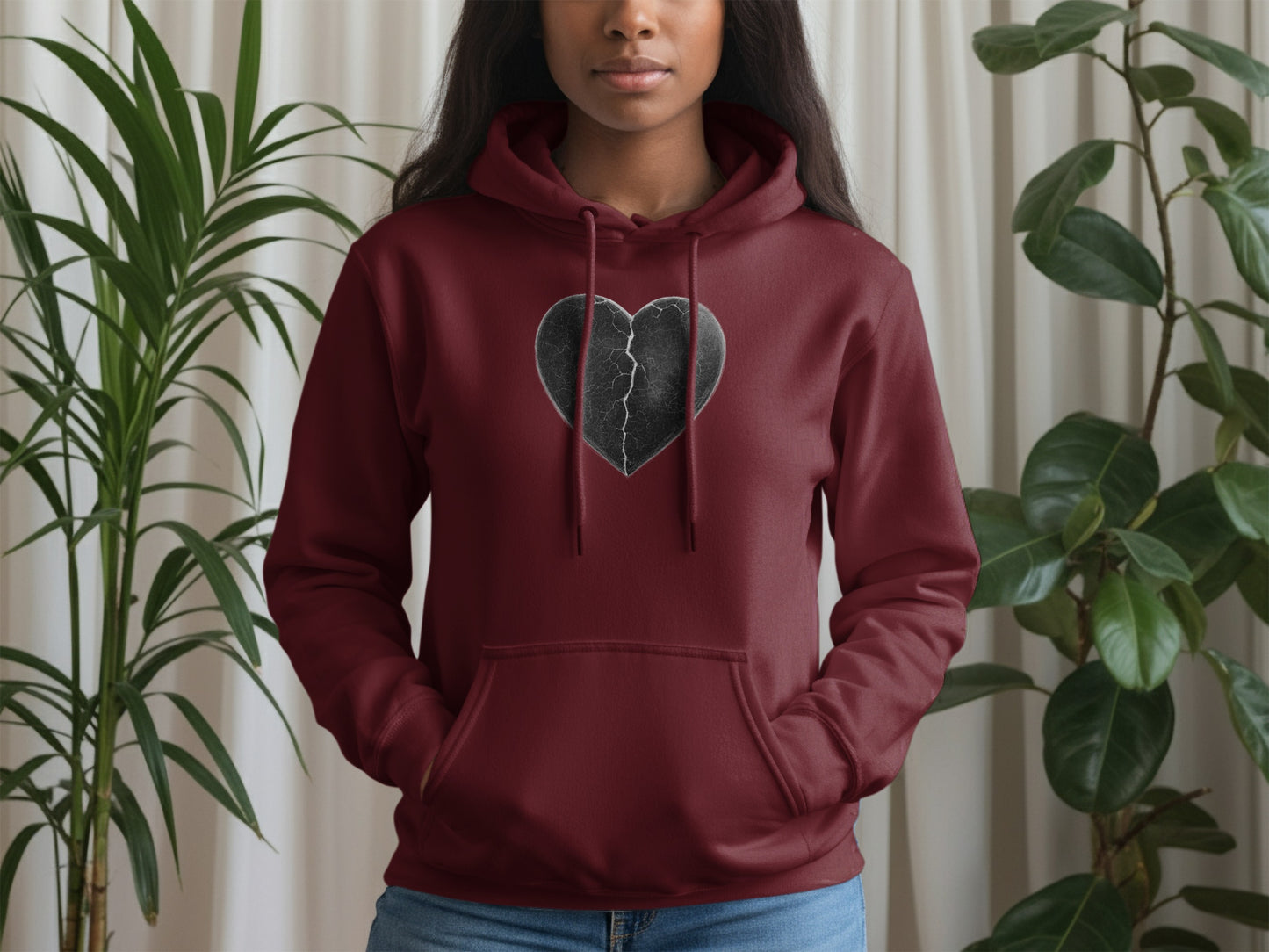 Stylish Maroon Hoodie with Heart Design Ideal for Gifting