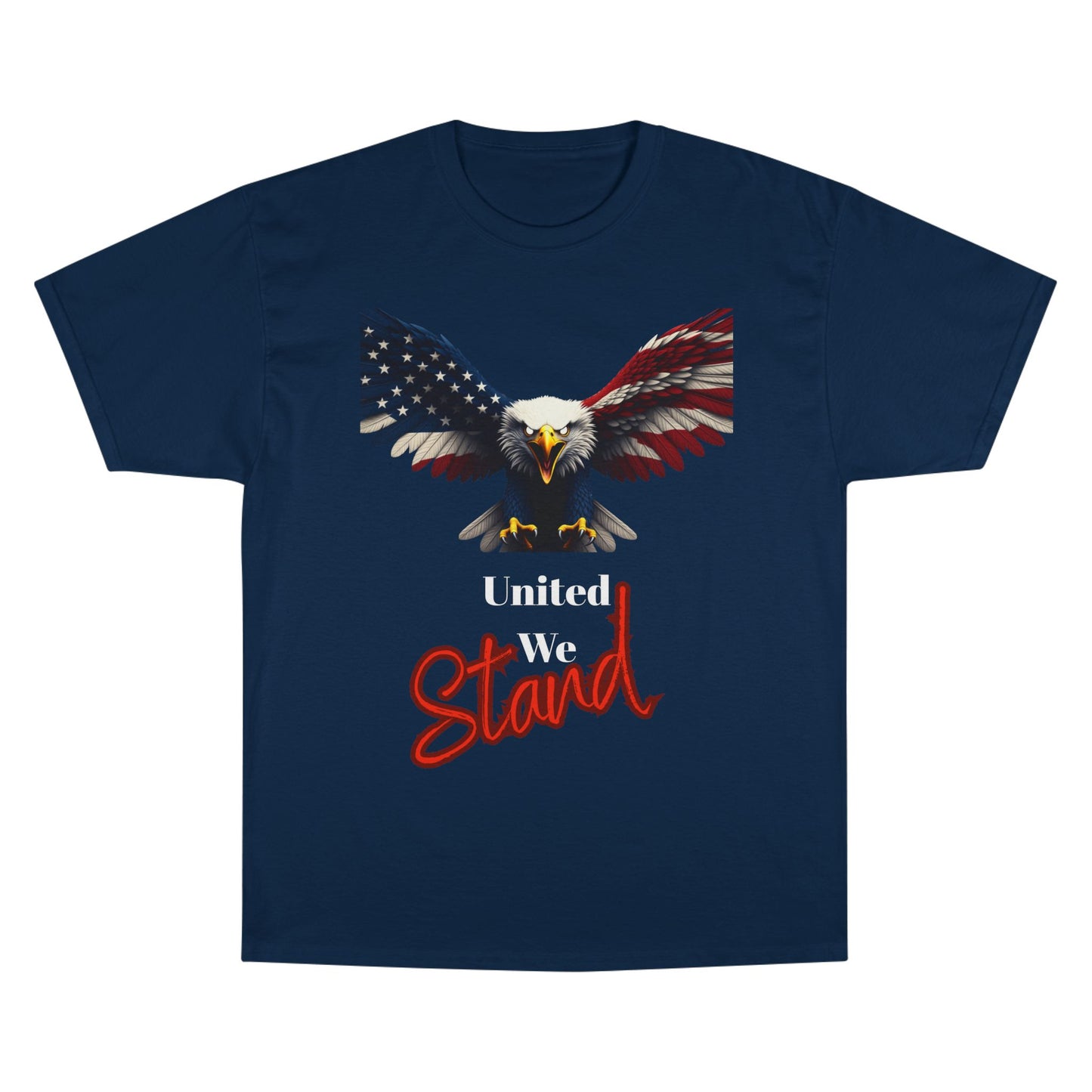 United We Stand Patriotic Eagle on a Champion T-shirt