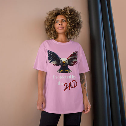 Protected By The 2nd Patriotic Eagle on a Champion T-shirt