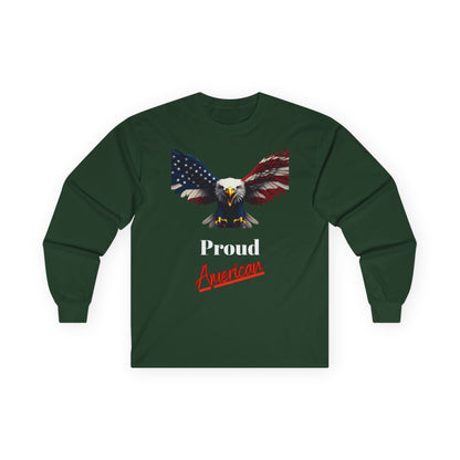 Proud American Patriotic Eagle on a long sleeve tee