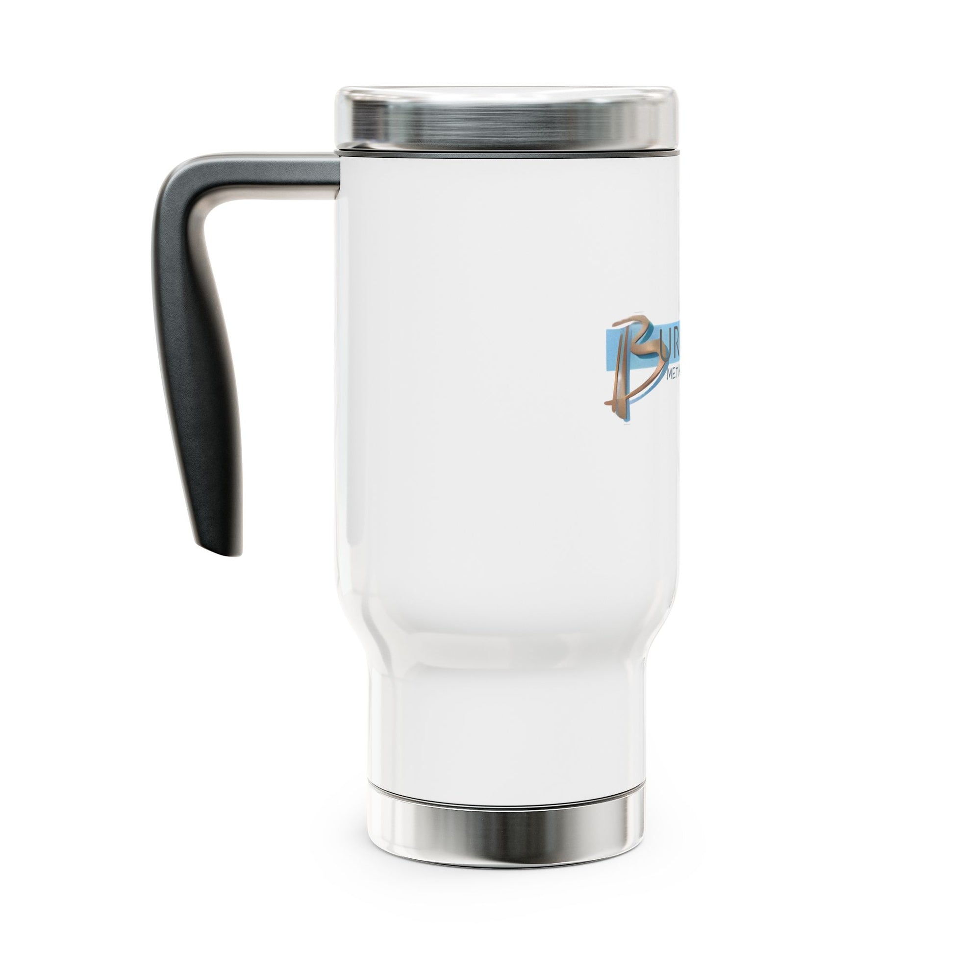 Burghardt Metal Fabricating, Inc., logo on a 14oz SS Travel Mug with Handle