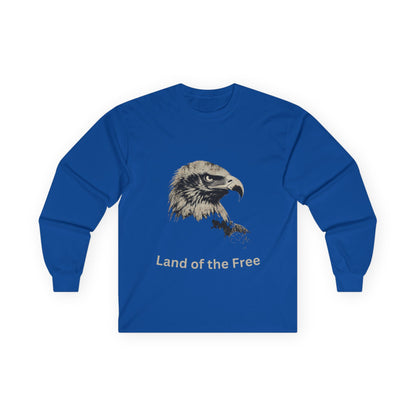Land of the Free text on a Long-Sleeve Tee