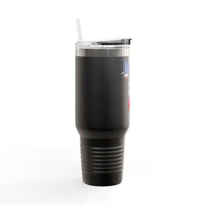 1776% Pure Patriotic Eagle on 40oz red insulated travel mug
