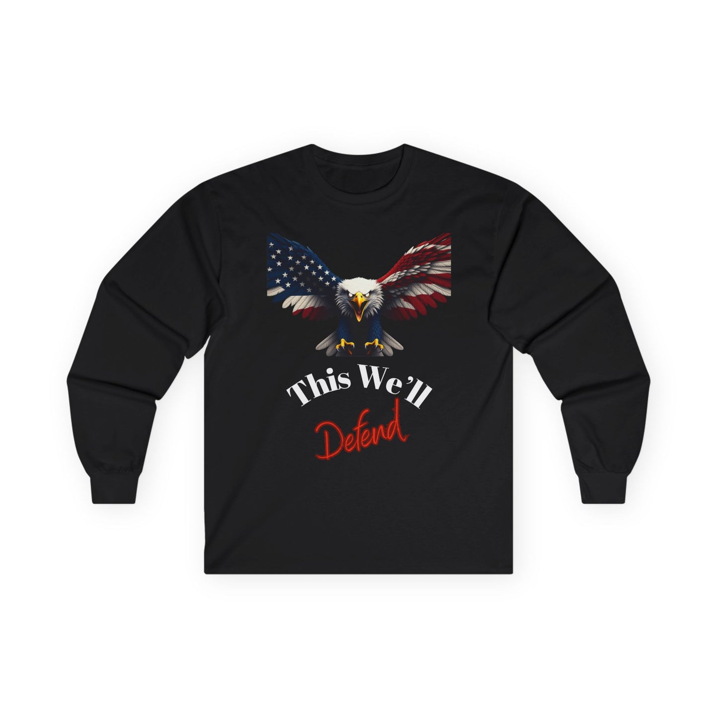 This We'll Defend Patriotic Eagle on a long sleeve tee