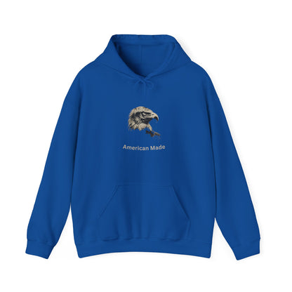 American Made text beneath an eagle head on a Pullover Hoodie
