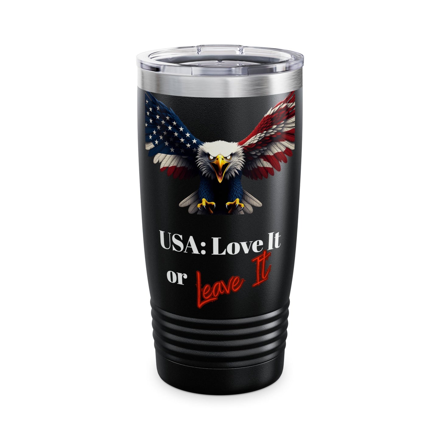 USA Love It Or Leave It Patriotic Eagle on a 20oz Insulated Tumbler