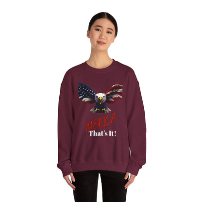 Merica. That's It Patriotic Eagle text on a Crewneck Sweatshirt
