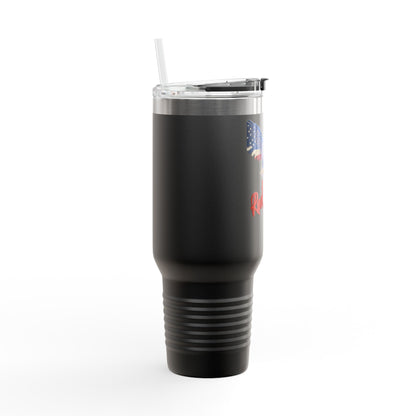 Red White & Badass Patriotic Eagle on a 40oz tumbler